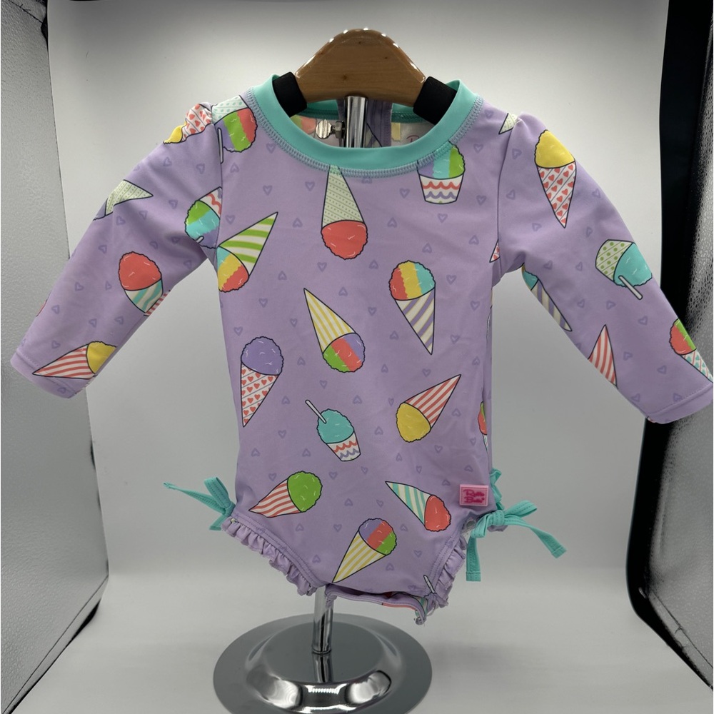 Rufflebutts - BABY GIRL SNOW CONES LONG SLEEVE ONE PIECE RASH GUARD